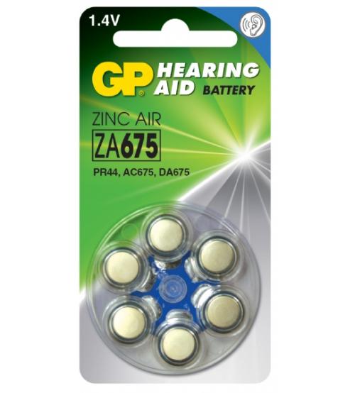 GP Batteries GPZA675-D6 1.4V Zinc Air Hearing Aid Batteries Carded 6
